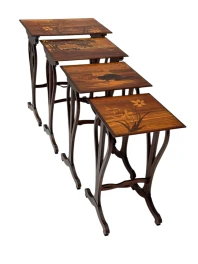 Art Nouveau Set of Four Nesting Tables by Emile Galle Nancy France, 1900s